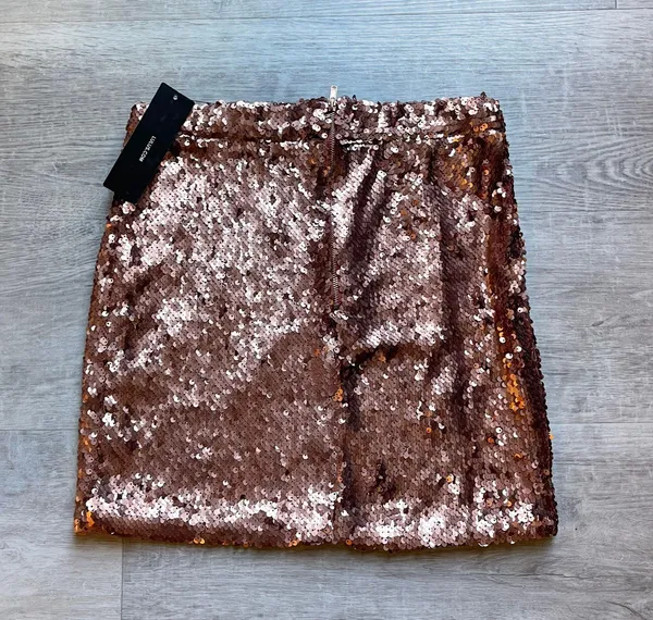 Lulus (NWT) Pop The Bubbly Rose Gold Sequin Mini Skirt Size S - Image 6