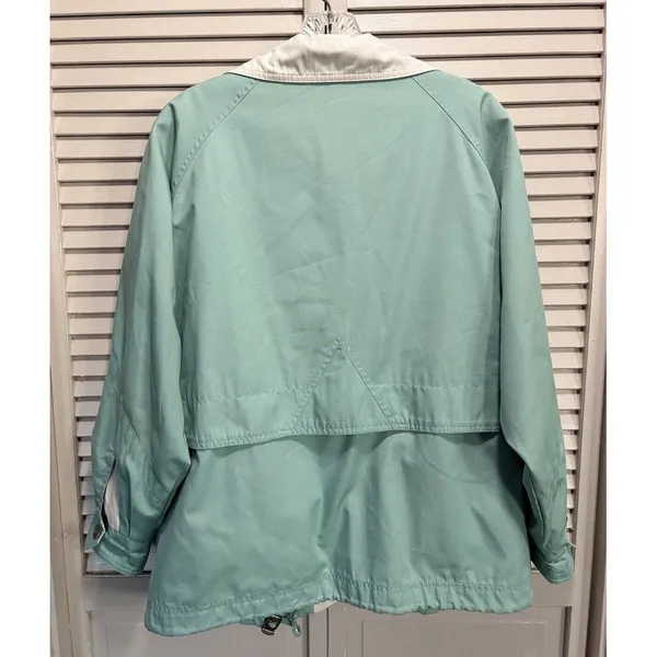 Izzy Sport Mint Green Snap Up‎ Rain Jacket Collar Cord/Toggle Size Large - Image 3