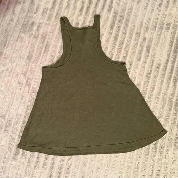 Free People Long Beach Tank Top Olive Green Ribbed Racerback Size Small - Image 6