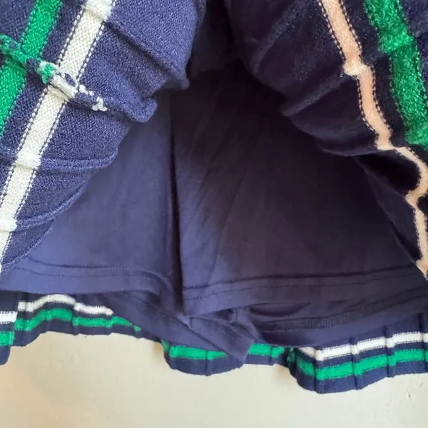 Aeropostale Varsity Pleated Sweater Skort Navy Blue Green Stripe Mini - Image 3