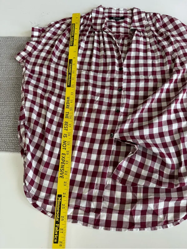 Madewell Central Drapey Top in Red and White Gingham Check Sz XS - Image 7