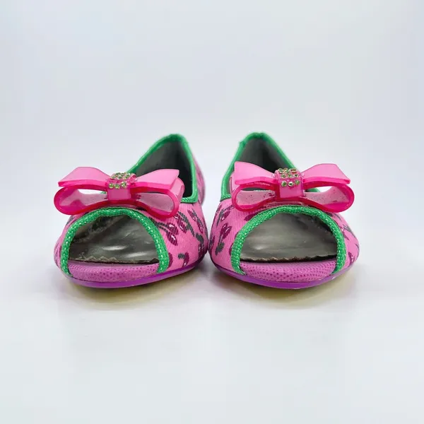 Poetic Licence Danty Doll Shoes 7 Pink Cherry Bow Rhinestone Peep Toe NWOB - Image 8