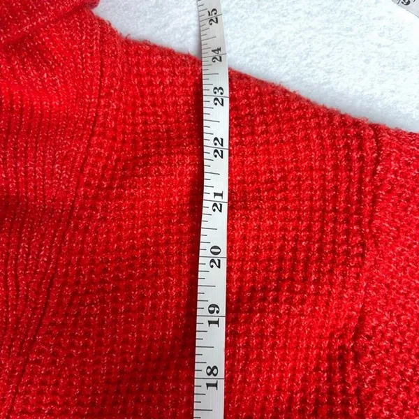 Aerie CozyUp Waffle Button Sweater Women’s XXS Red Oversized Grandpa Cabincore - Image 6