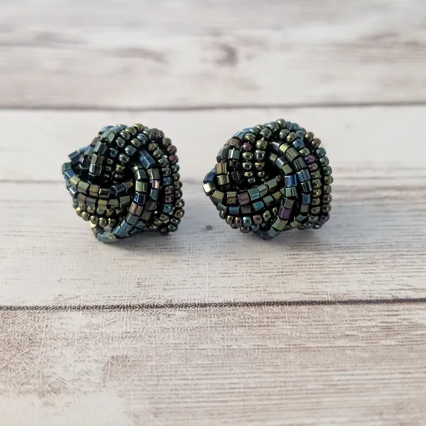 Vintage Clip On Earrings Dark Tones Wrap Design Statement - Image 3