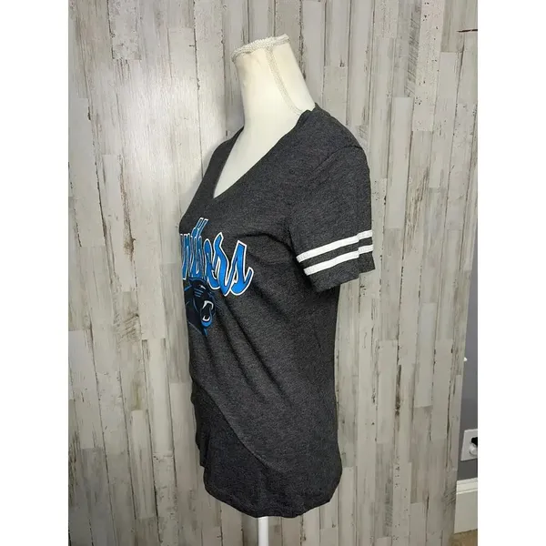 Carolina Panthers Women's V-Neck T-Shirt Gray‎ Size Small NFL Apparel - Image 4