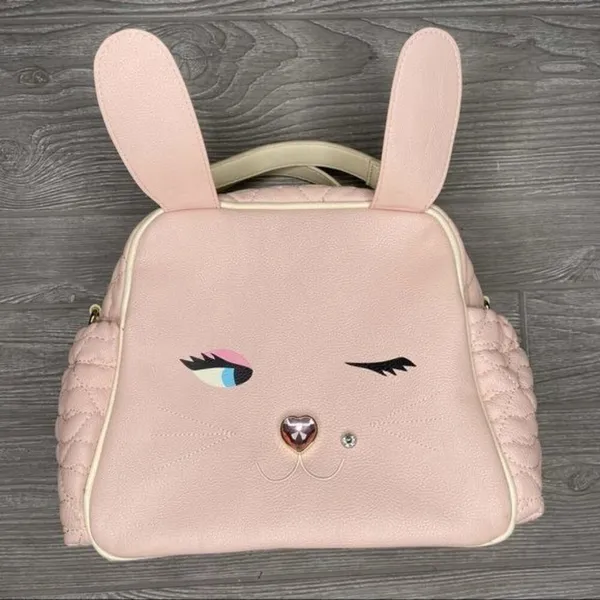 Betsey Johnson purse / lunch bag rabbit bunny rhinestone bag - Image 2
