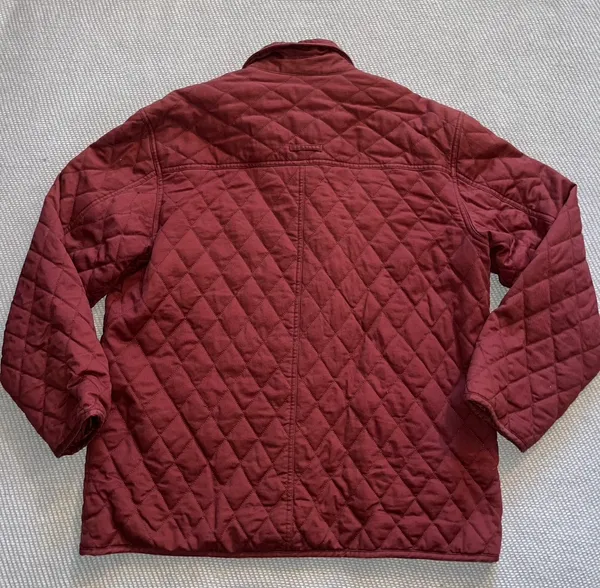 Women’s Vintage Maroon Red Quilted Coat Lined Sz L - Image 2