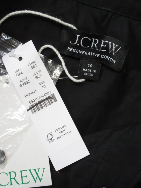 NWT J.Crew Elena Shirt-Dress Midi in Black Solid Cotton Shirtdress 10 - Image 7