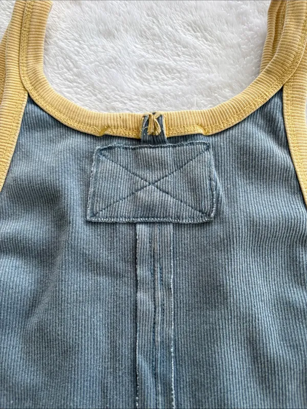 We the Free size large only 1 ringer Blue Tank Top with Yellow Trim - Image 10