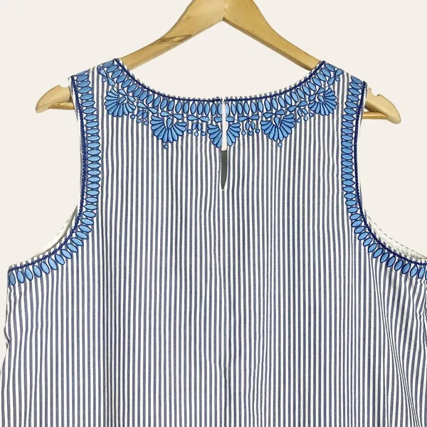 Vineyard Vines Floral Striped Embroidered Shift Dress Size 12 - Image 4