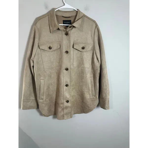 Banana Republic Stone Vegan Suede Overshirt Relaxed‎ Fit Shacket XL 790065-00 - Image 2