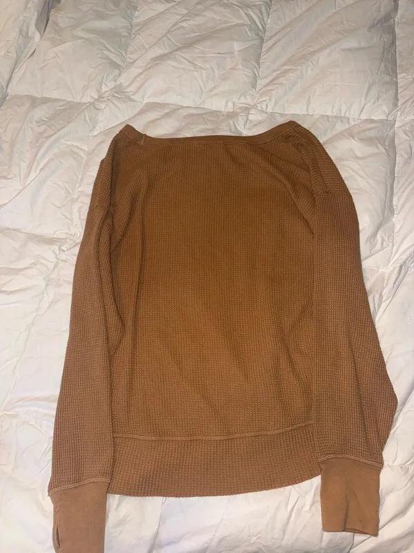 Aerie Brown Waffle Knit Sweater - Image 2