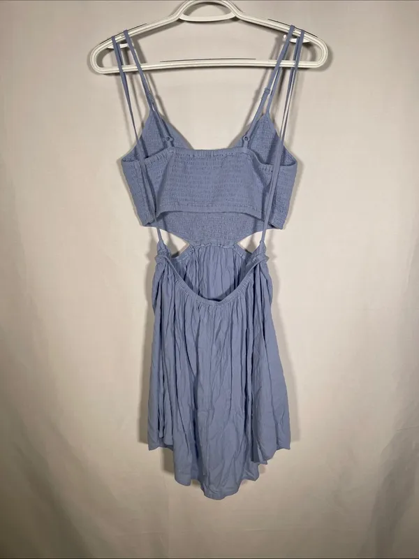 Aerie Womens Smocked Cut Out Mini Dress Blue Medium New With Tags - Image 5