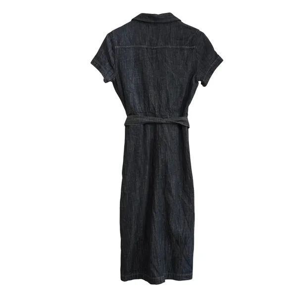 J. Crew Denim Midi Shirtdress Dark Wash Jean Cotton Minimalist Coastal Chic - Image 8