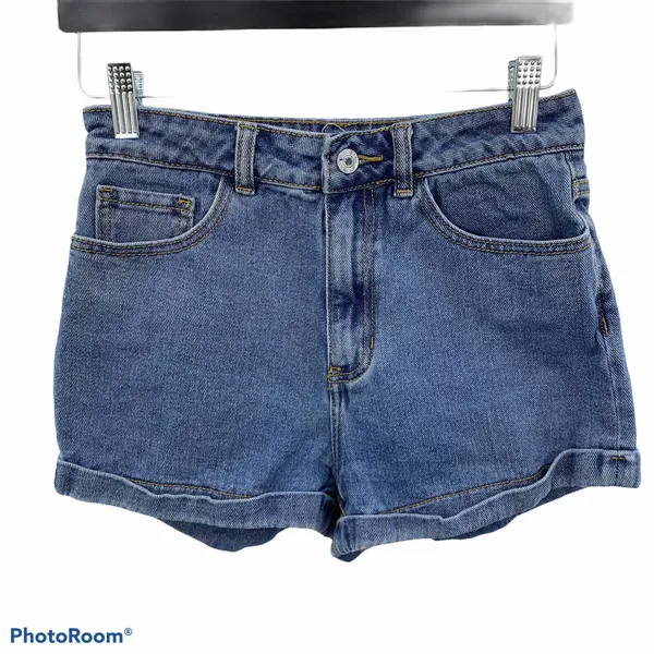 John Galt Brandy Melville Sz 26 Shorts High Rise Cuffed Denim Blue‎ Jean Women’s - Image 2