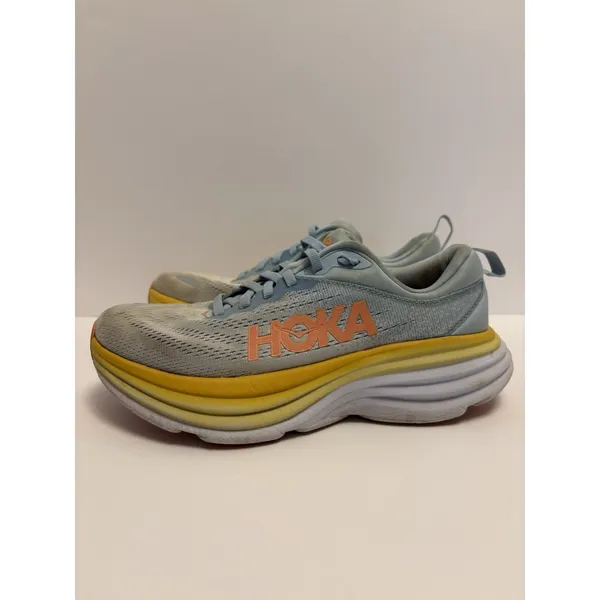HOKA One One Bondi 8 Womens 7B Yellow Running Shoes Cushioned Athletic Sneakers - Image 2
