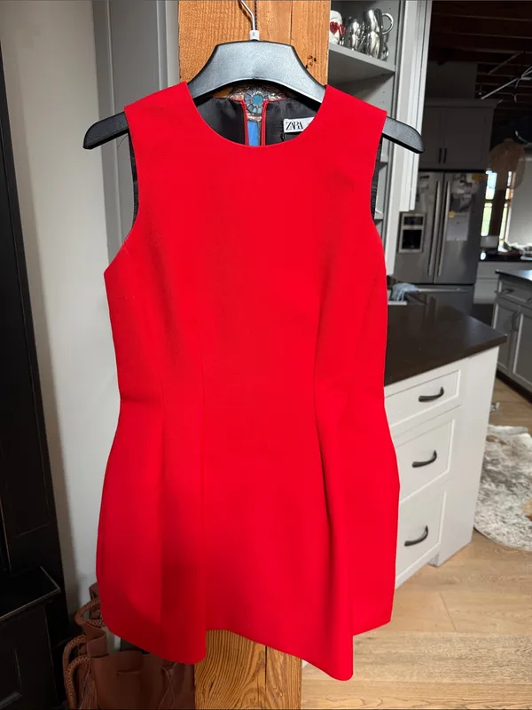 ZARA Bright Red Sleeveless Dress - Image 6