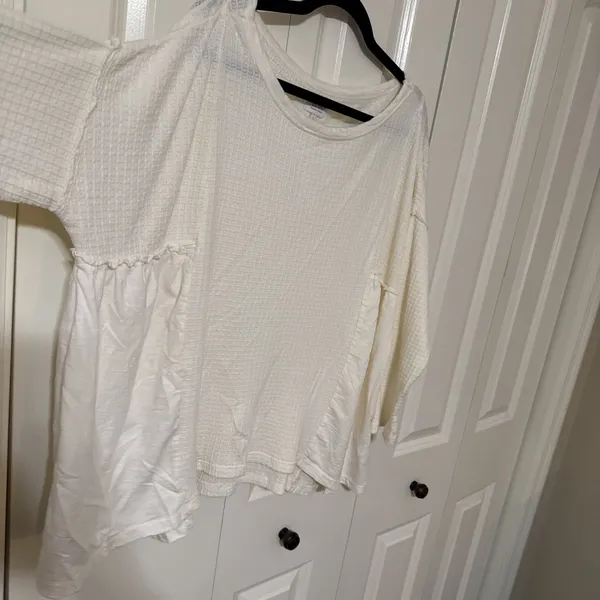 Women's True Craft Lightweight Flowy Cream Top‎ Sz Small Boho Cottage Core - Image 3