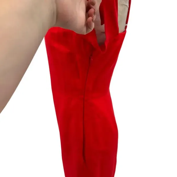 Abercrombie and Fitch Dress Sheath Tie Off the Shoulder Linen‎ Blend Red Size 4 - Image 9