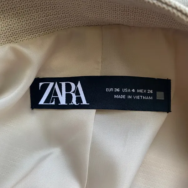 ZARA Office Siren Academia Professional Minimalist Single Button Blazer 4 Beige - Image 6