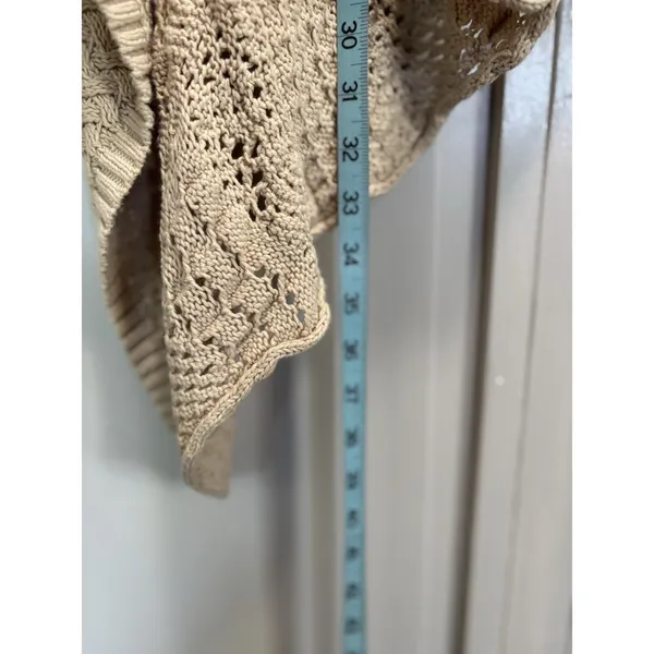 INC Beige Open Knit Shawl Neck Open Cardigan Sleeveless Size 1X Boho - Image 3