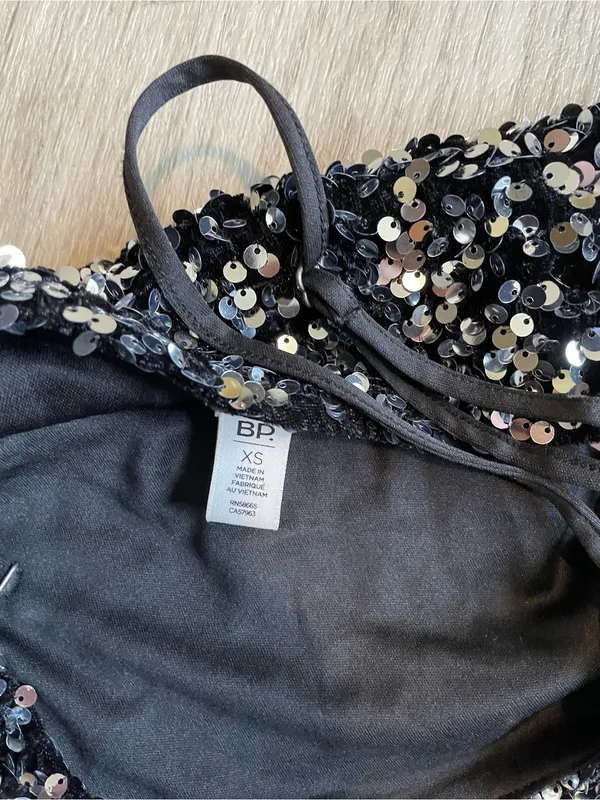 bp Black Sequin Mini Dress with Silver Accents - Image 2