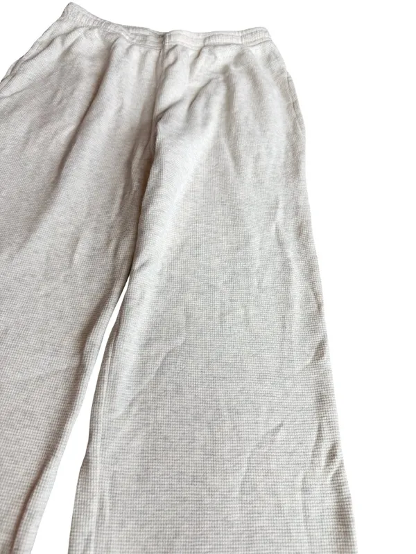 Brandy Melville Cream Wide Leg Sweatpants Waffle Knit Stretch Size Small Women's - Image 6