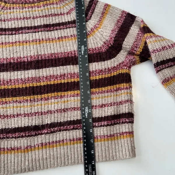 Old‎ Navy Striped Knit Sweater Womens Small S Pullover Crew Neck Beige Burgundy - Image 6