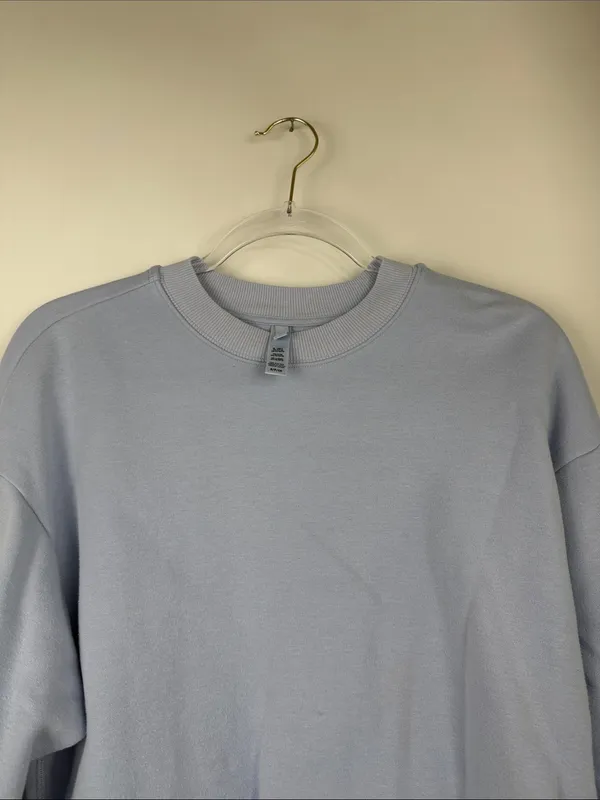 Skims Blue Cotton Blend Crewneck Fleece Sweatshirt Size Small - Image 4
