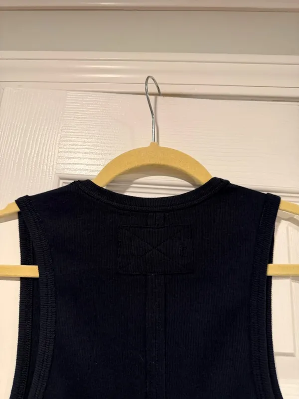 NWOT We The Free Size S Black Ribbed Cotton Stretch Deep V Neck Tank Top - Image 6