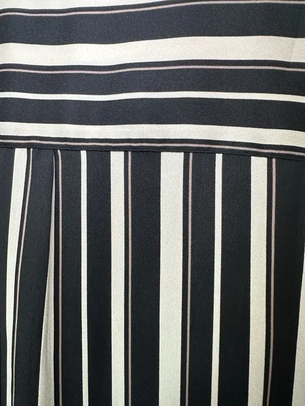 LOFT Black and White Striped Long Sleeve Midi Shirt Dress with Belt - Image 4