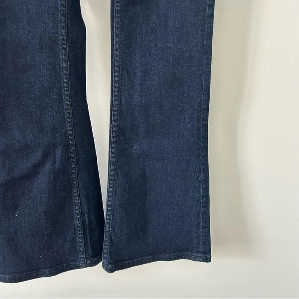 Free People Kaye Button Fly Mid Rise Flare Dark Wash Denim Jeans 28 - Image 5