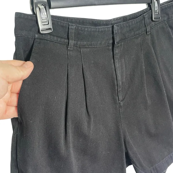 ANINE BING Women’s Woven Pleated Black Trouser Short size large - Image 3