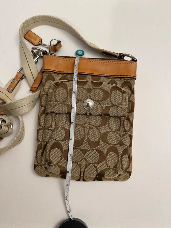 Coach 6442 Signature Canvas Crossbody Bag Brown Tan Leather Vintage Y2K 2006 - Image 8
