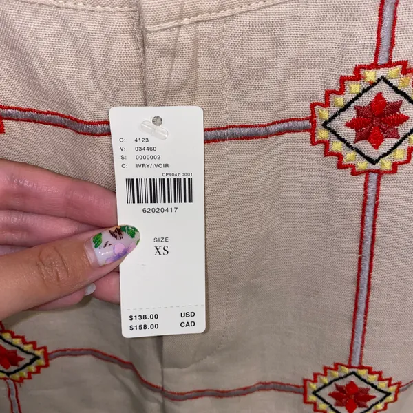NWT $138 Ivory Lattice Embroidered Joggers XS - Image 12