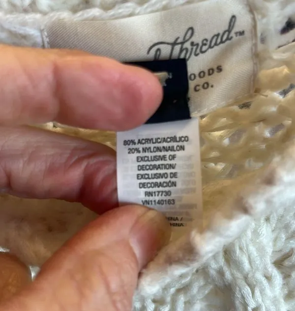 Crochet Sweater Beige Fringe One Size XS S M L - Image 7