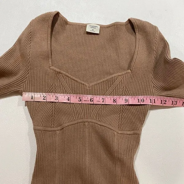 Abercrombie & Fitch XS Brown Ribbed Long Sleeve Bodysuit Square Neck - Image 4