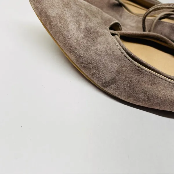 Steve Madden Eleanor Suede Lace-Up Ballet Flats Taupe Size 7.5 - Image 7