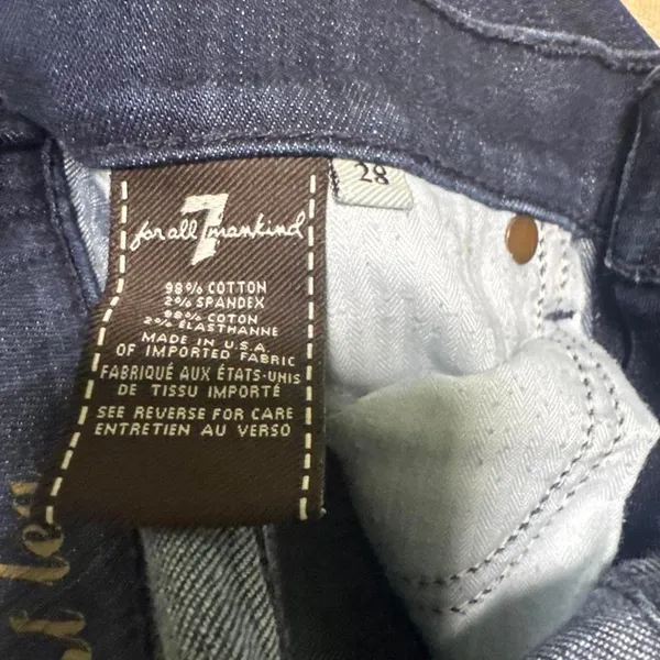 7 For All Mankind Double Button Flare Jeans Trouser Pocket Sz 28 - Image 5