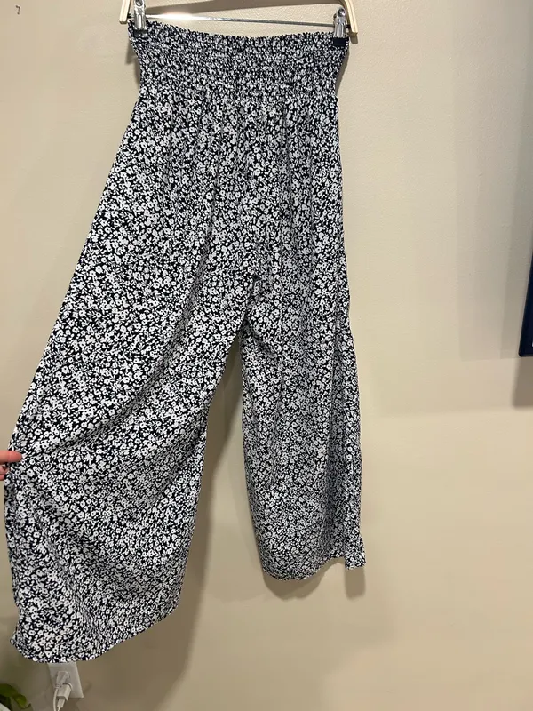 Wide leg floral pants Gray Size M - Image 9