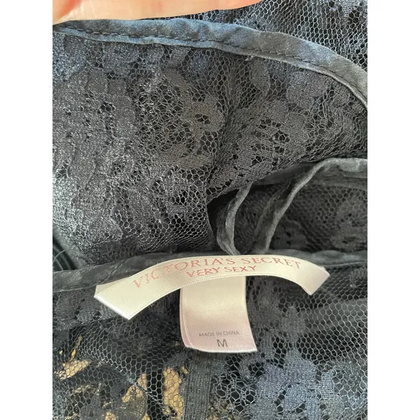 Victorias Secret Lace Intimates Sleepwear Size M Black - Image 4