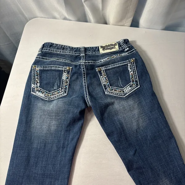 Rock & Roll Cowgirl Jeans Women Size 29x34 Low Rise Bootcut Studded‎ Embroidery - Image 11
