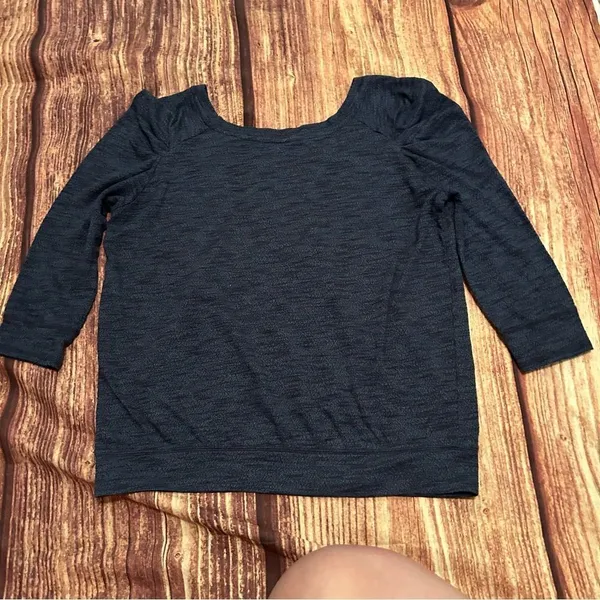Women’s Free People Juliette Blue Marbled Puff Sleeve 3/4 Sleeves Size L - Image 6