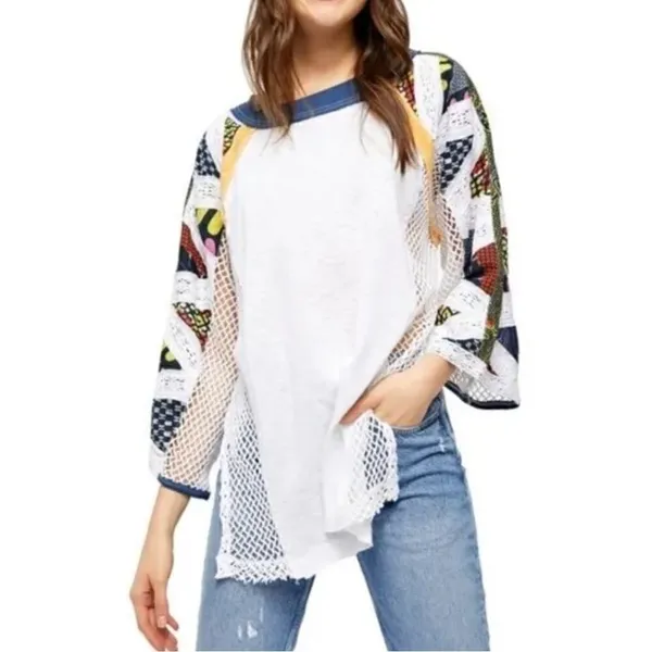 NWT Free People We the Free Serengeti Mixed Media Top - Image 2