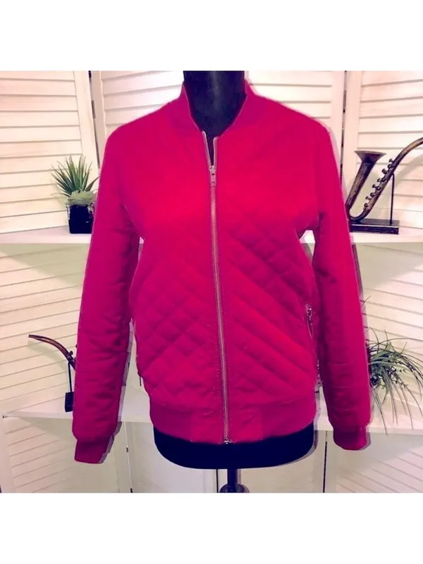 RVCA Bomber jacket oversized burgundy quilted tapestry cotton 90's Y2K grunge punk XS - Image 2