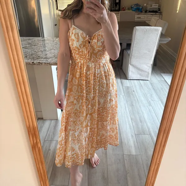 Trixxi Orange Cream Smocked Midi Dress Size XL - Image 2