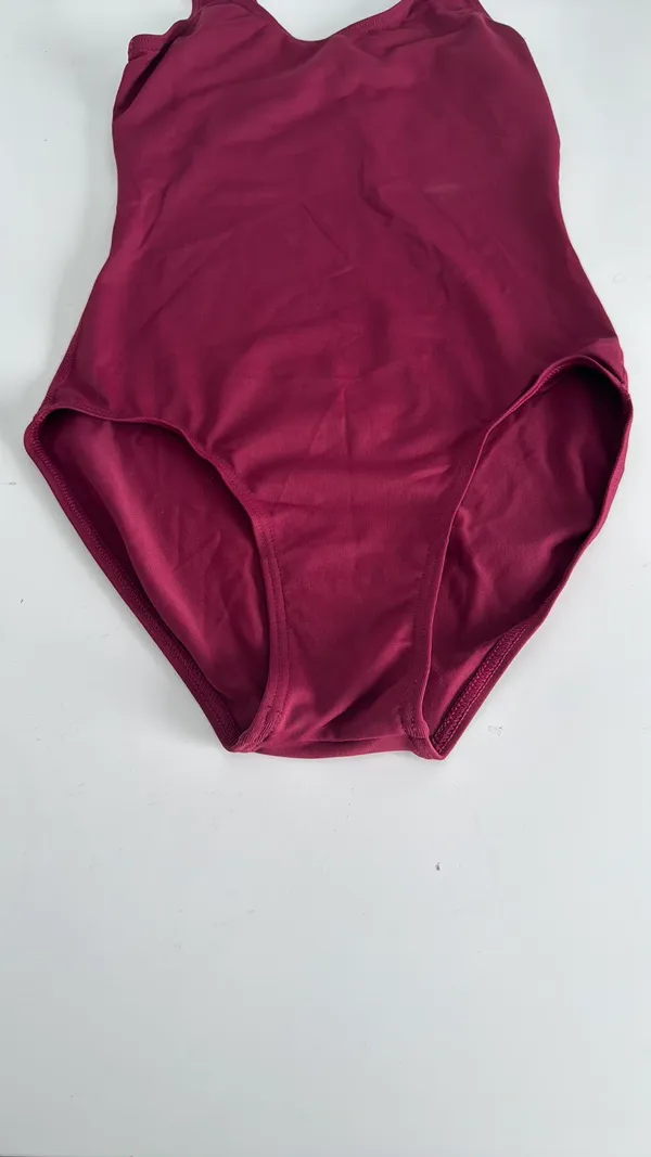 Burgundy woman’s leotard. Built in shelf bra. Size XS - Image 8