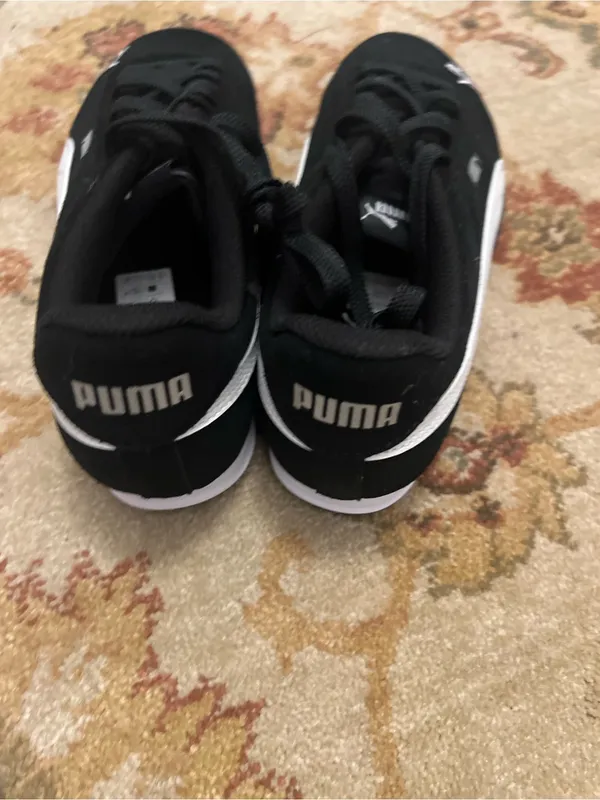 Puma Black Suede Lace-Up Sneakers with White Logo - Image 6