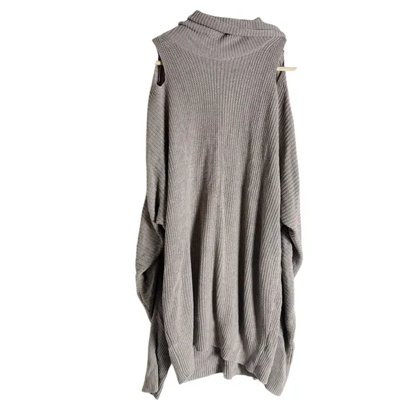 Ella Moss Barley Gray Cut Out Cashmere Blend High Neck Knit Tunic Sweater Size M - Image 7