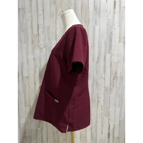 Figs Women's Casma V-Neck Scrub Top Burgundy‎ Medium Short Sleeve Workwear - Image 5
